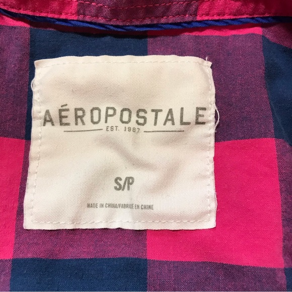 Aeropostale pink blue check flannel Size S - Picture 5 of 8